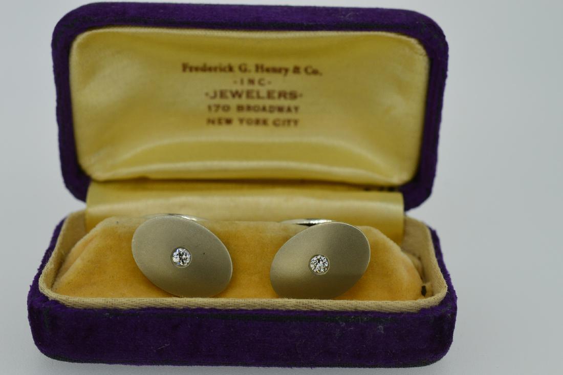 Mid-Century Gents 14K White Gold Diamond Cufflinks (1 of 4)