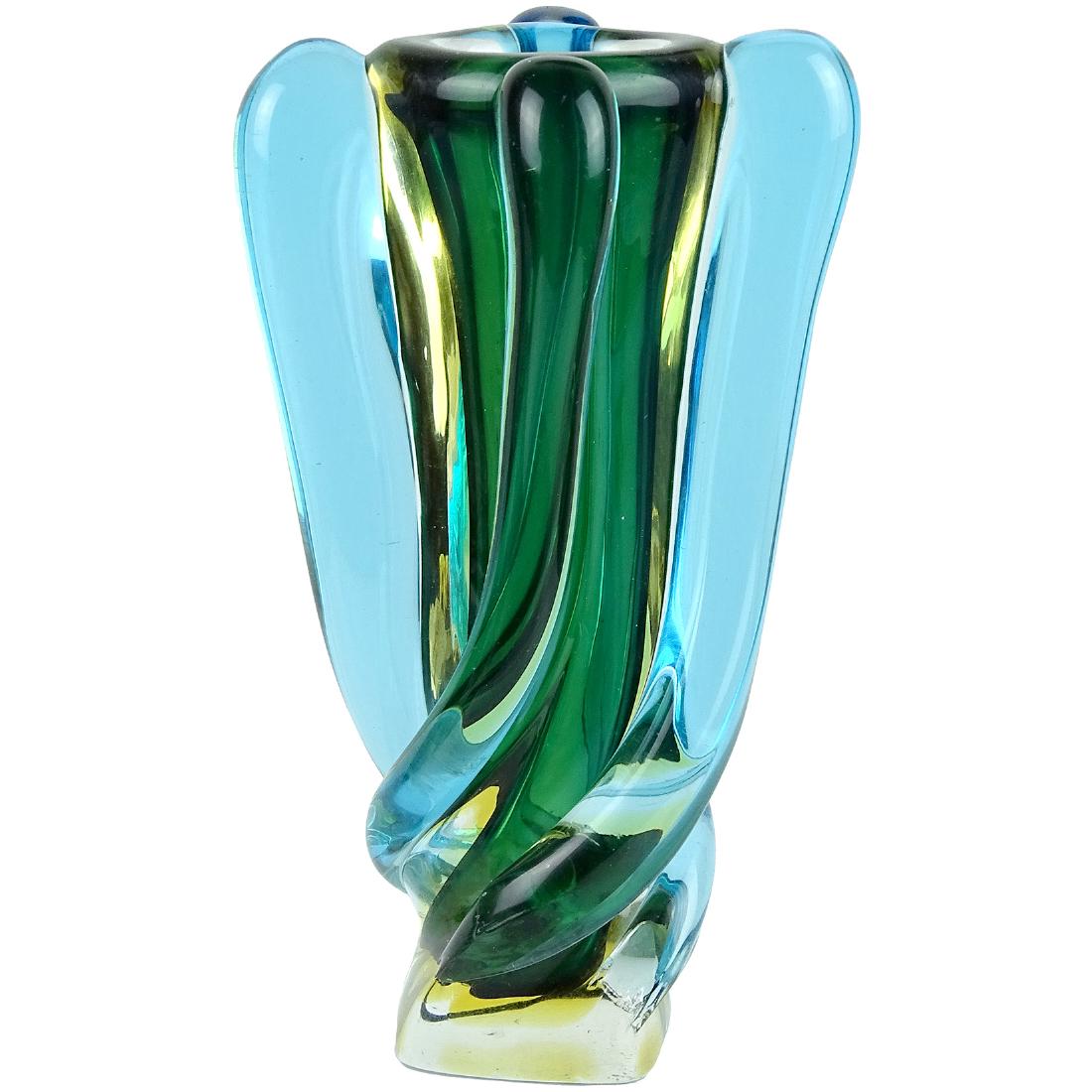 Murano Squared Sommerso Italian Art Glass Vase (1 of 5)