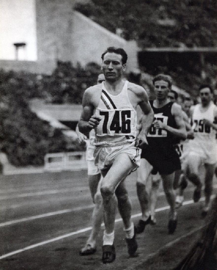 LENI RIEFENSTAHL - Cunninham in the lead, 1936 Olympics: Artist: LENI RIEFENSTAHL Print Title: World Record Mile Race - Cunningham in the lead Lovelock of NZ went on to win this race which many consider the greatest mile race ever - From the 1936 Olympics i