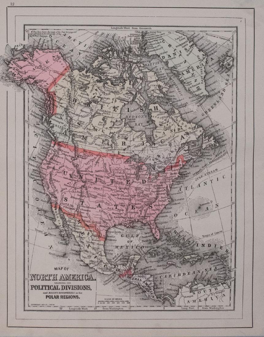 Mitchell: Antique Map of North America, 1894: Map: 1894 Mitchell Map of North America -- Map of North America Showing its Political Divisions, and Recent Discoveries in the Polar Regions Cartographer: S Mitchell / AL Smith (Pub) Year / Place: 189