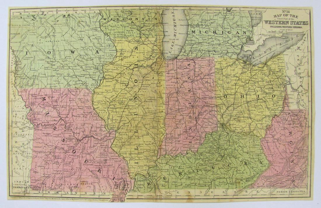 Mitchell: Antique Map of Southern States, US, 1858 (1 of 3)
