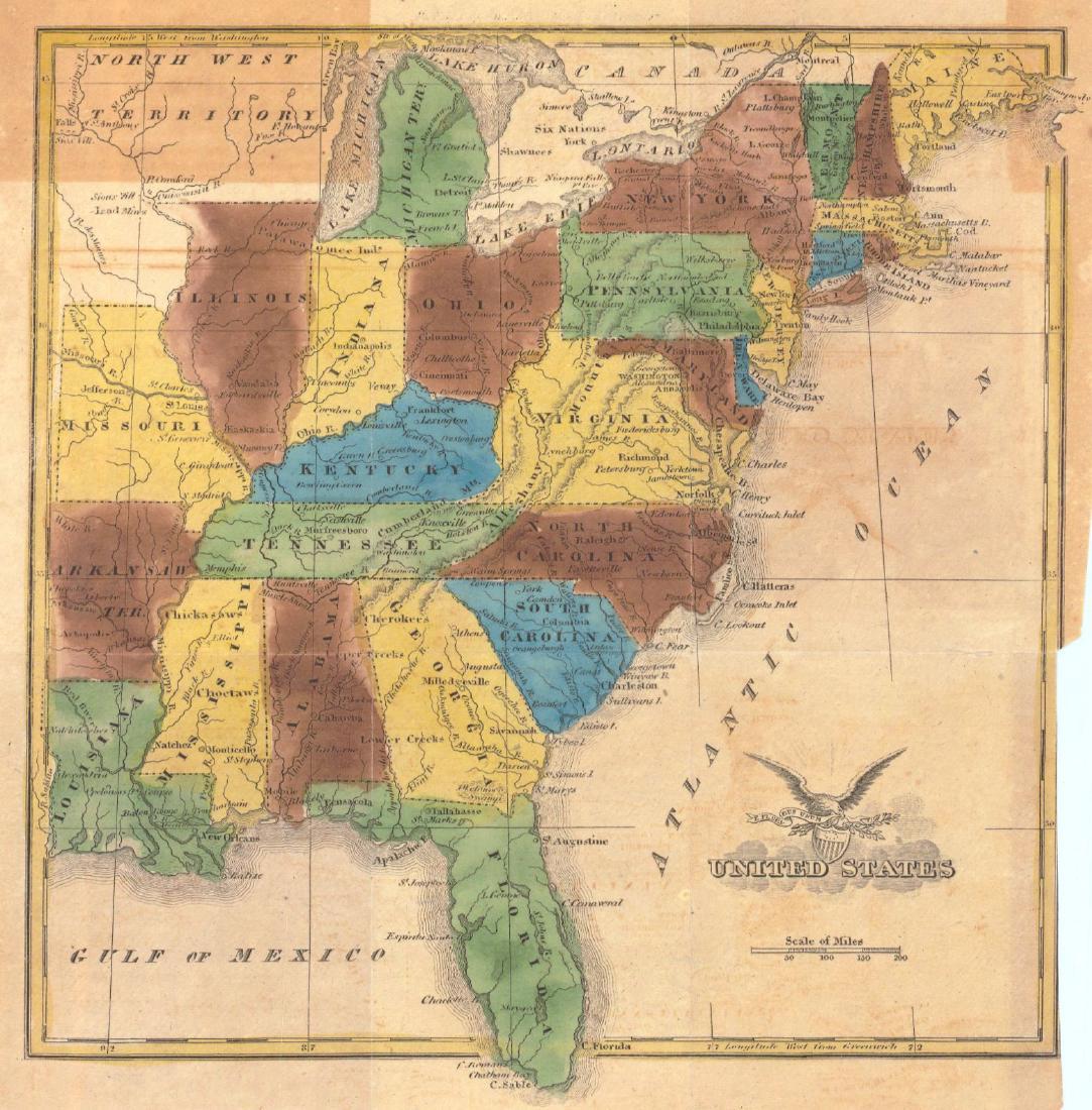 Antique Map of the United States, 1830