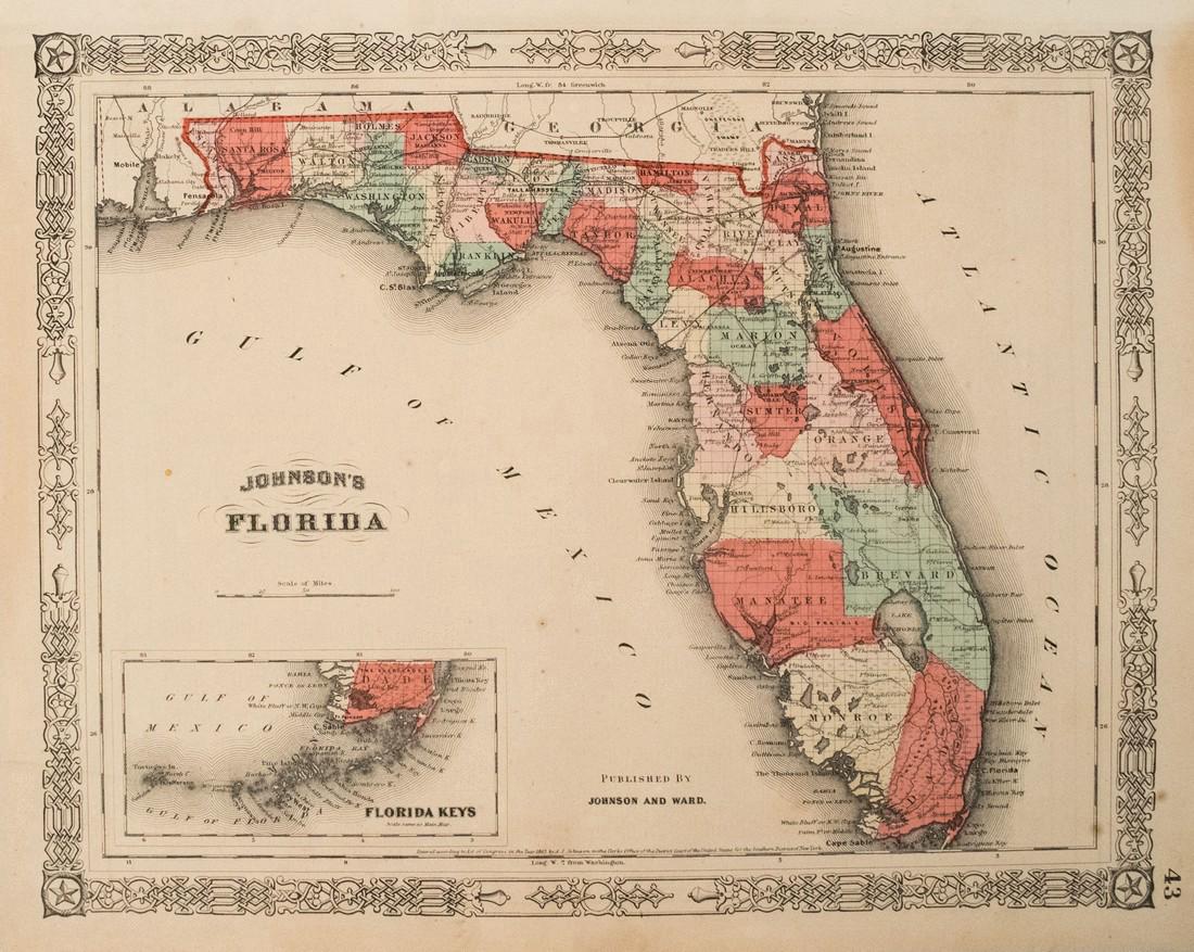 Johnson: Antique Map of Florida, 1864 (1 of 1)