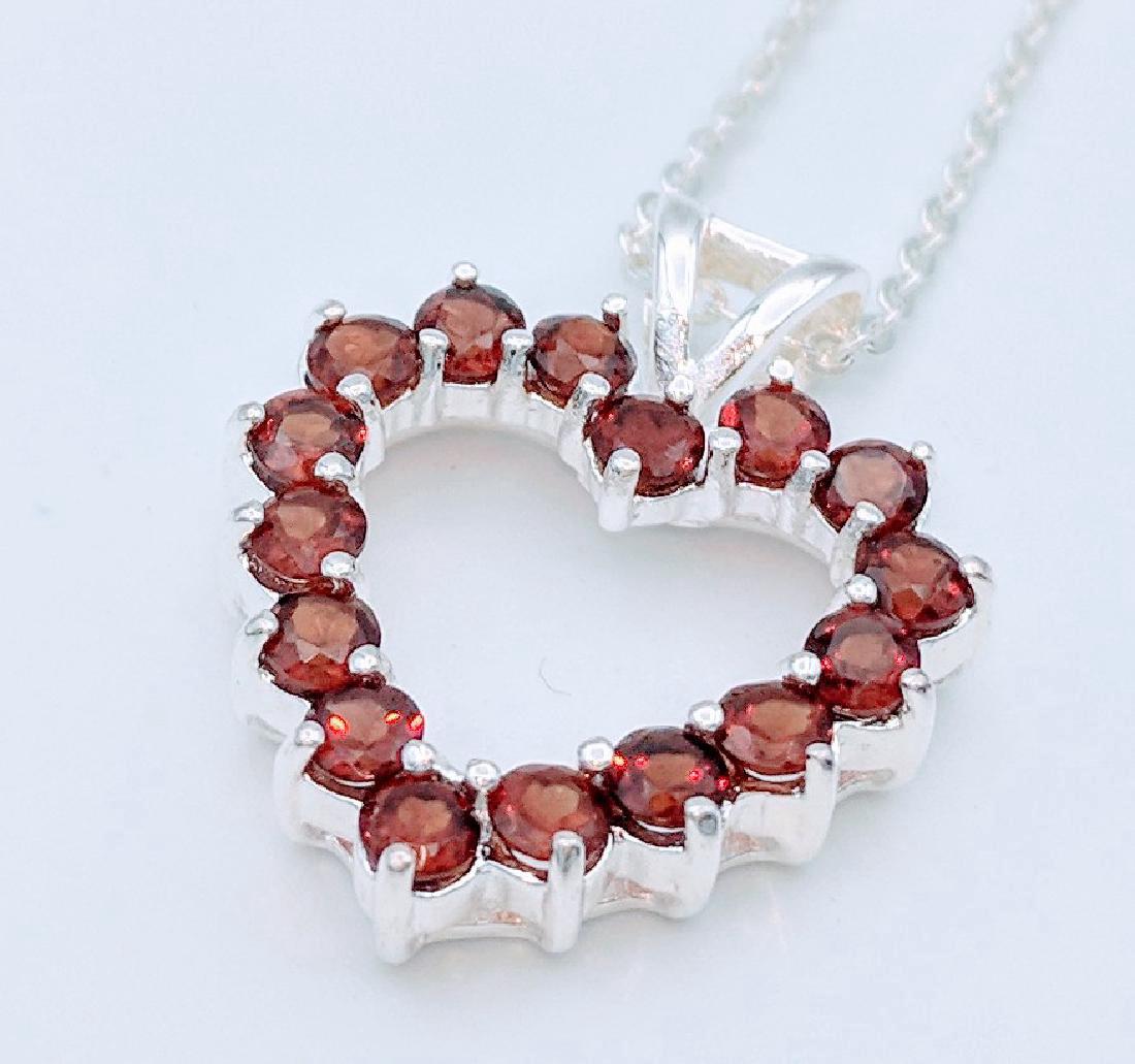 Sterling Silver Red Garnet Heart Pendant & Necklace (1 of 5)