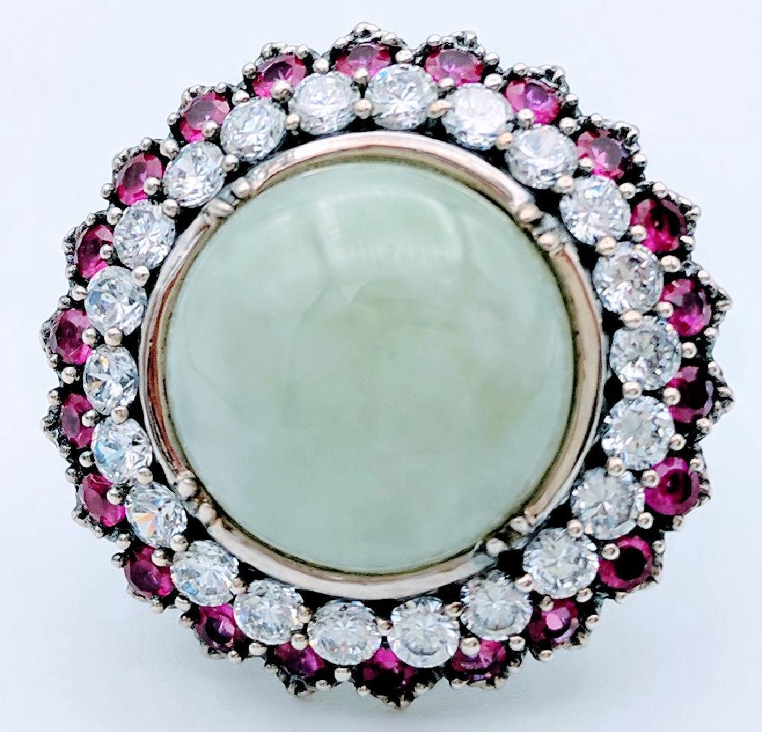 Sterling Silver Jade Pink Sapphire CZ Ring (1 of 5)
