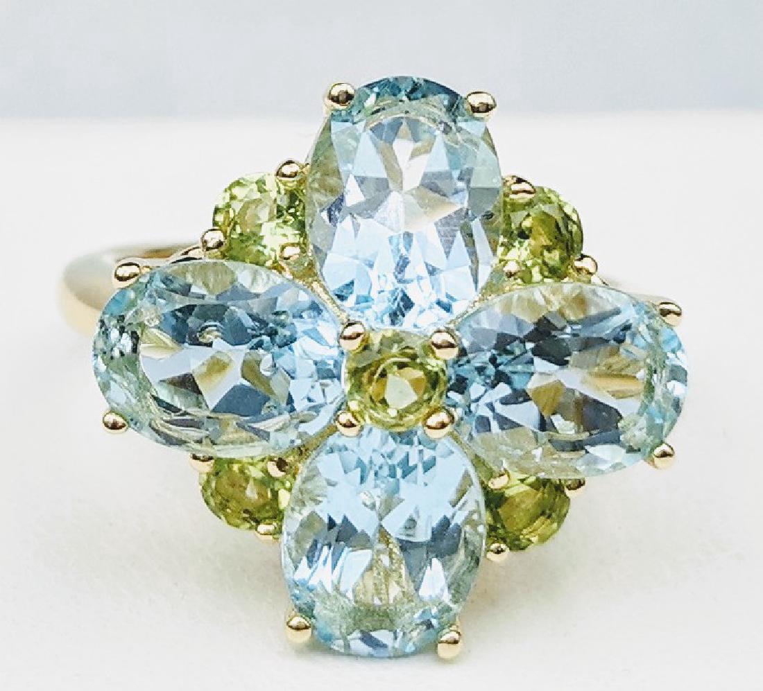 Sterling Silver Aquamarine Peridot Ring, 5.55ctw (1 of 5)