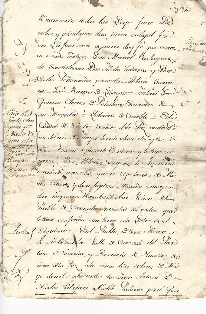 1803 Manuscript Colonial Peru Signed (1 of 2)