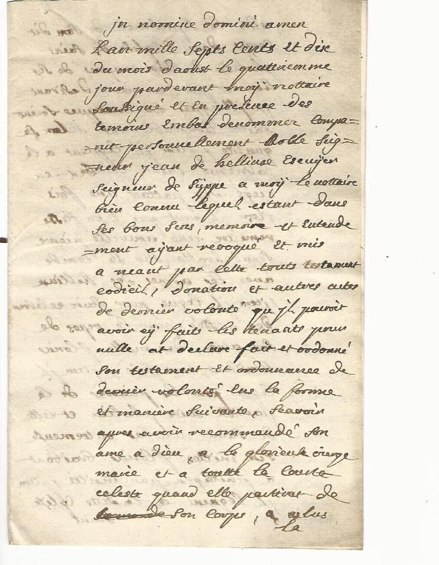 18th Century French Will (1 of 2)