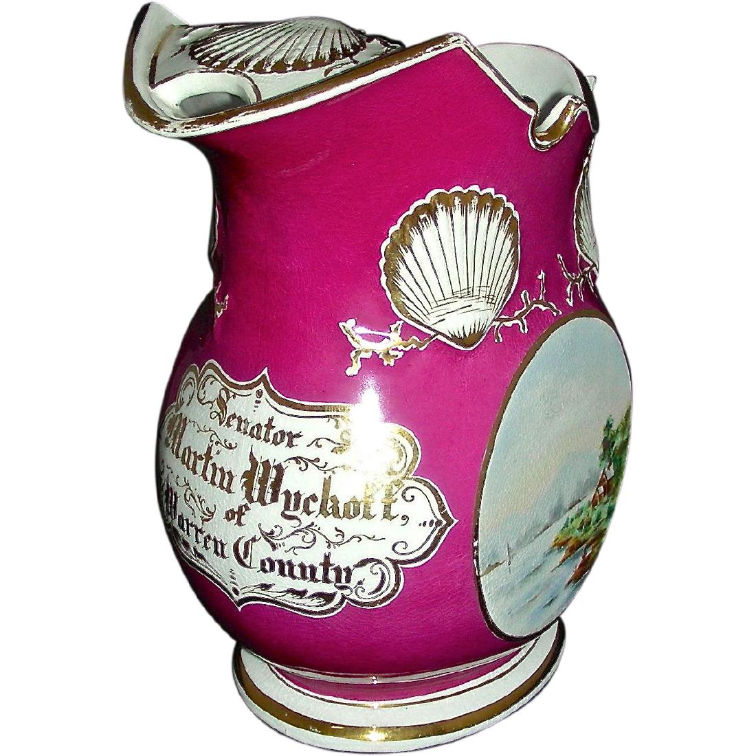 Large New Jersey Pottery Ironstone Presentation Jug