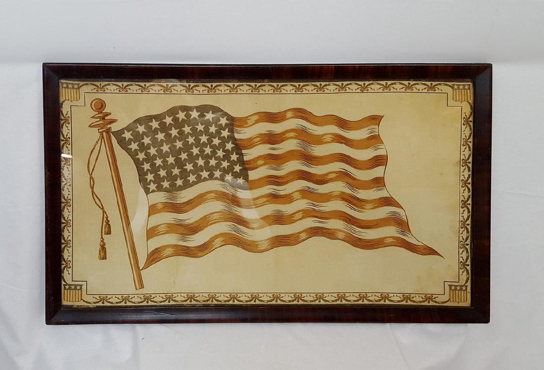 Framed Felted 48 Star Flag Textile 1930's (1 of 4)