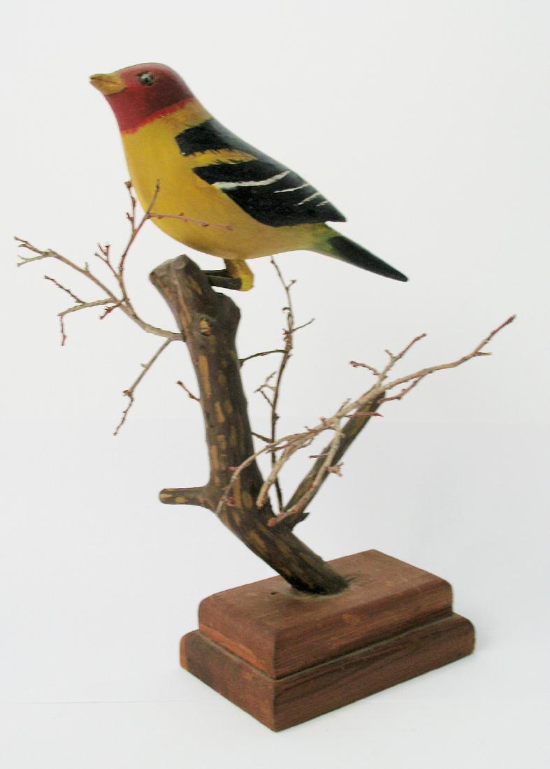 Folk Art Bird Carving of a Western Tanager (1 of 3)