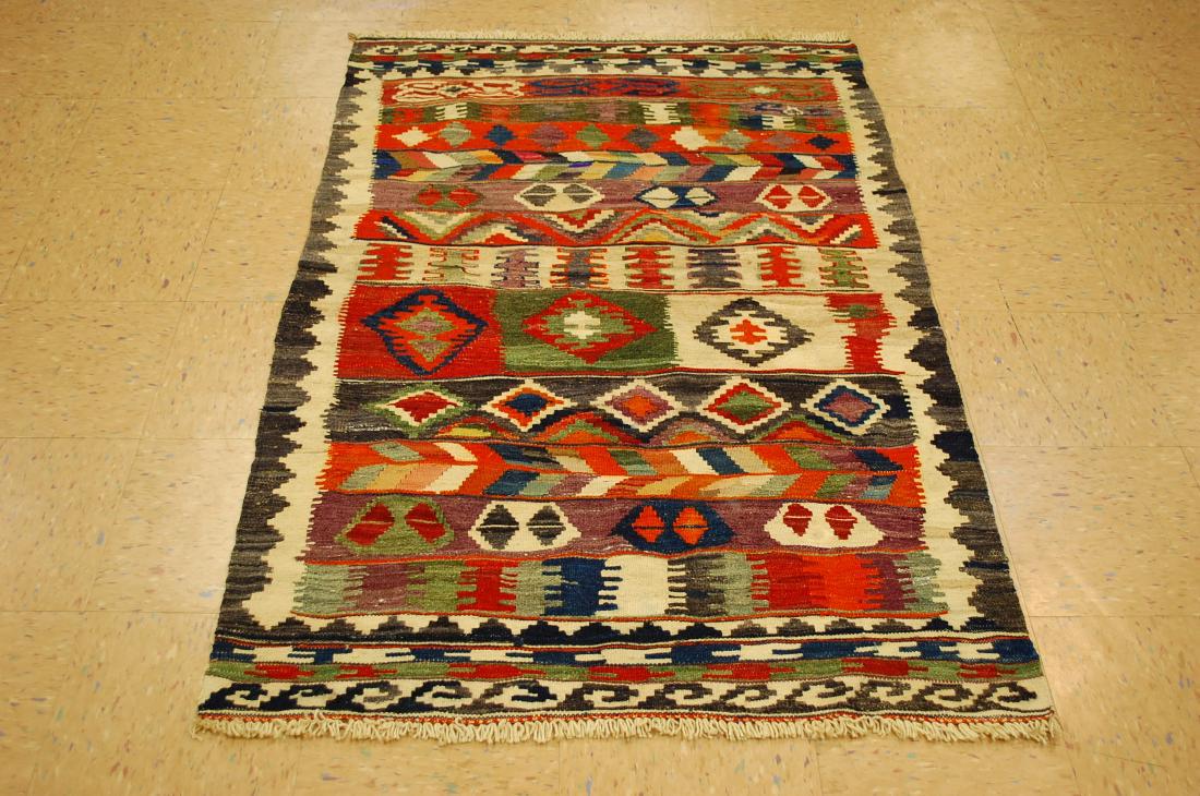 Antique Hand Woven Wool Caucasian Kilim Rug 3.6x5.4 (1 of 8)