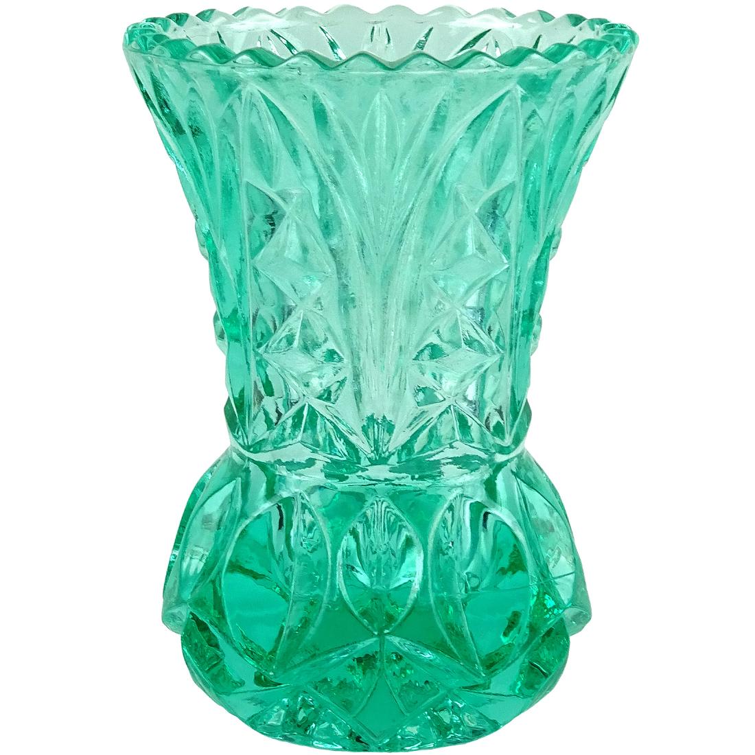 Green Embossed Cut Crystal Vase (1 of 5)