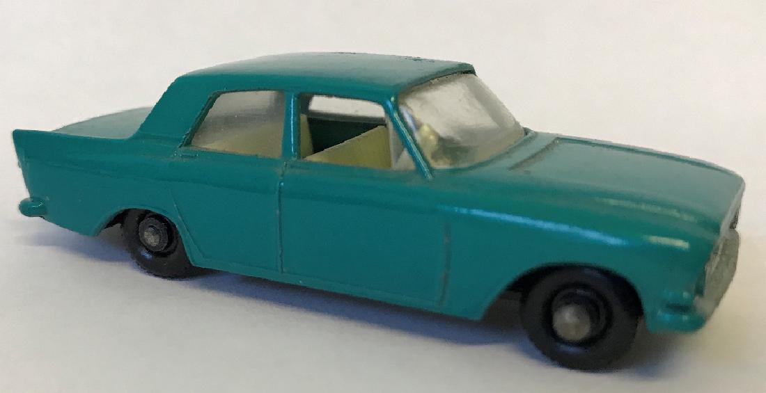 Vintage MATCHBOX LESNEY FORD ZEPHYR 6 Turquoise Toy Car: Vintage MATCHBOX LESNEY Diecast 1:64 Scale #33 FORD ZEPHYR 6 Toy Car. Teal turquoise body color. Made in England. Shows some slight signs of wear as seen in photos. No Reserve: This lot starts at $1 a