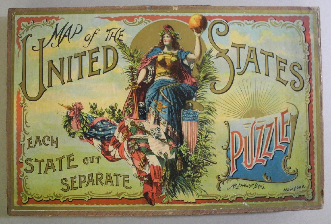 Map of the United States Puzzle. McLoughlin Bros (1 of 5)