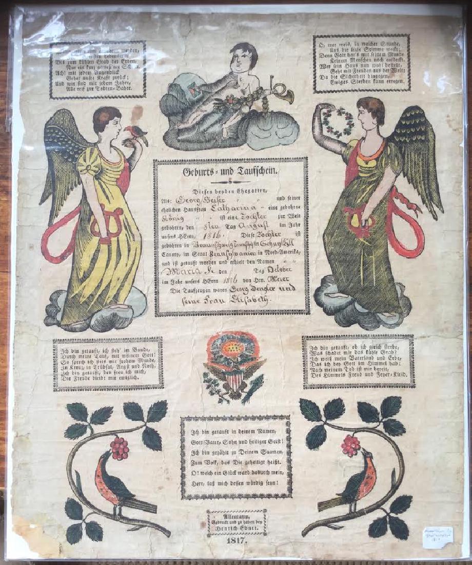 Antique Certificate of Birth and Baptism Pennsylvania (1 of 4)