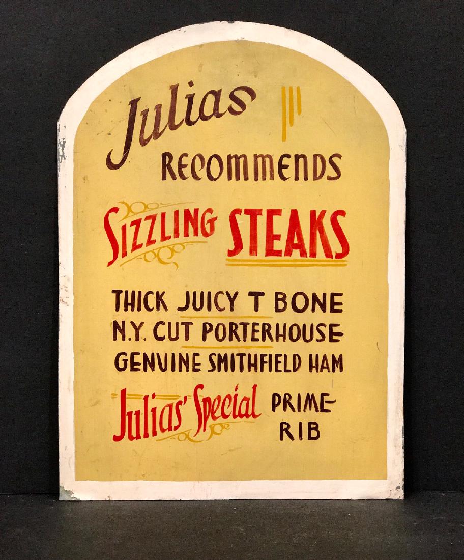 Julia Recommends Steak House Sign Circa 1950 (1 of 2)