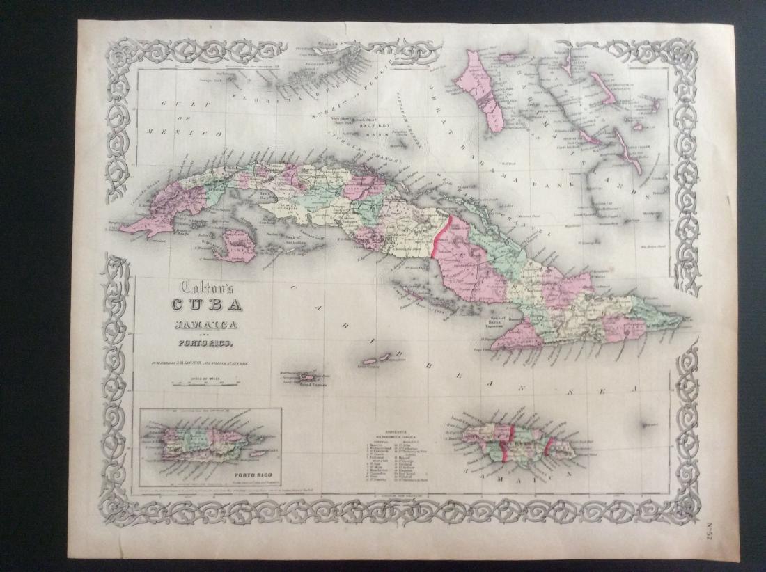 Colton: Antique Map of Cuba Jamaica & Puerto Rico, 1861 (1 of 1)