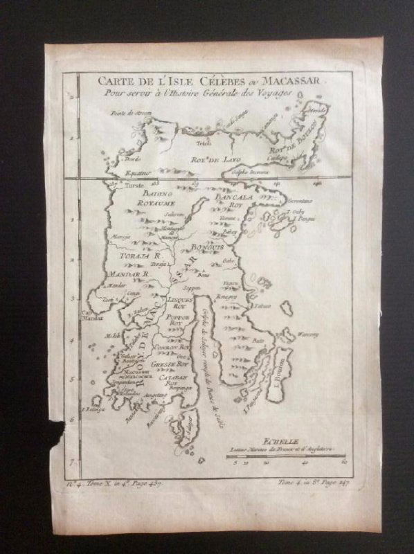 Bellin: Antique Map of Celebes, Indonesia, 1750s (1 of 1)