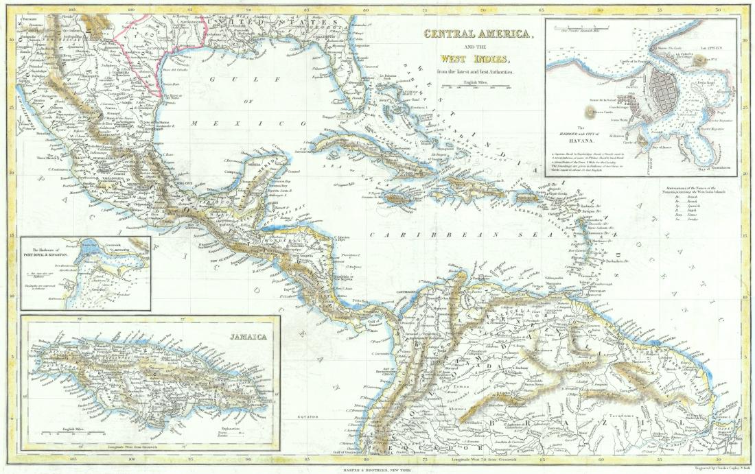 Antique Map of Central America & West Indies, 1845: Map: Central America and the West Indies from the Best Authorities. With Republic of Texas Publication Date: 1845 Authors: HARPER & BROTHERS, CHARLES COPLEY (ENGRAVED BY) Publisher: HARPER & BROTHERS 