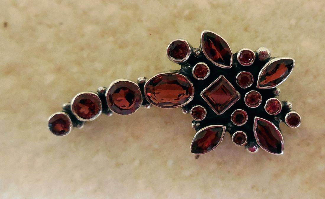Mid-Century Sterling Silver Garnet Brooch, 3ctw (1 of 5)