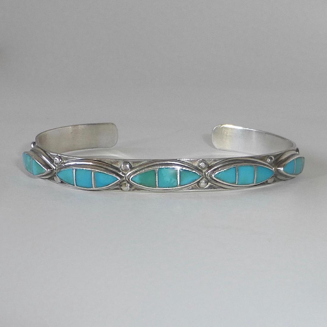 Vintage Southwest Sterling & Turquoise Cuff Bracelet (1 of 9)