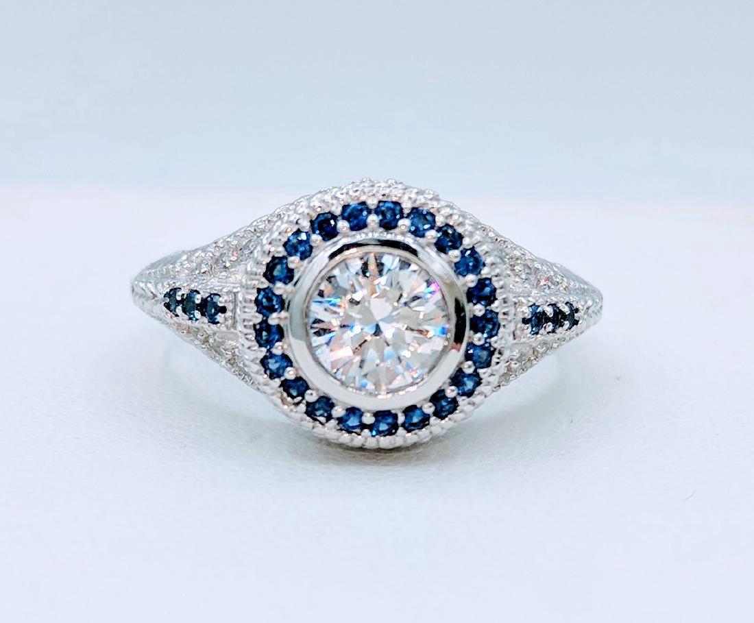Sterling Silver Sapphire Cubic Zirconia Ring, 1.5ctw (1 of 6)