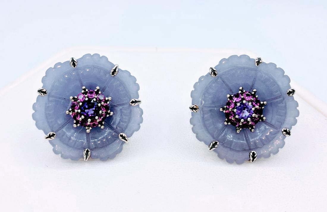 Sterling Silver Jade Amethyst Garnet Earrings, .52ctw (1 of 6)