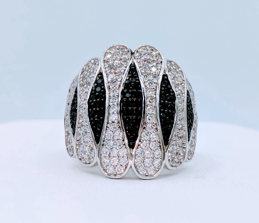 Sterling Silver Melanite & Cubic Zircornia Ring, .92ctw (1 of 5)