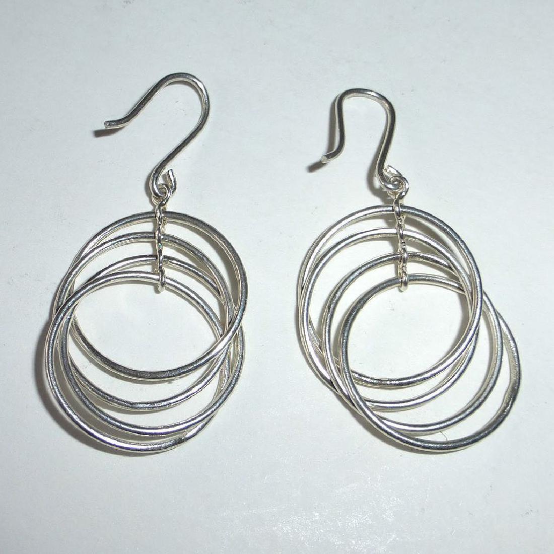 Vintage Sterling Silver Five Ring Dangle Earrings (1 of 7)