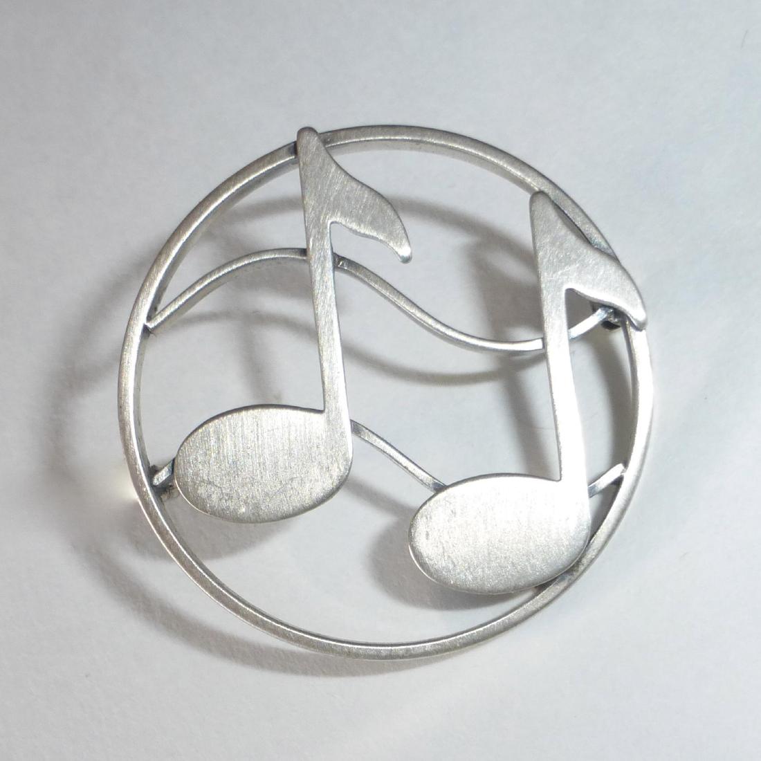 Mid-Century Beau Sterling Silver Musical Notes Pin (1 of 9)
