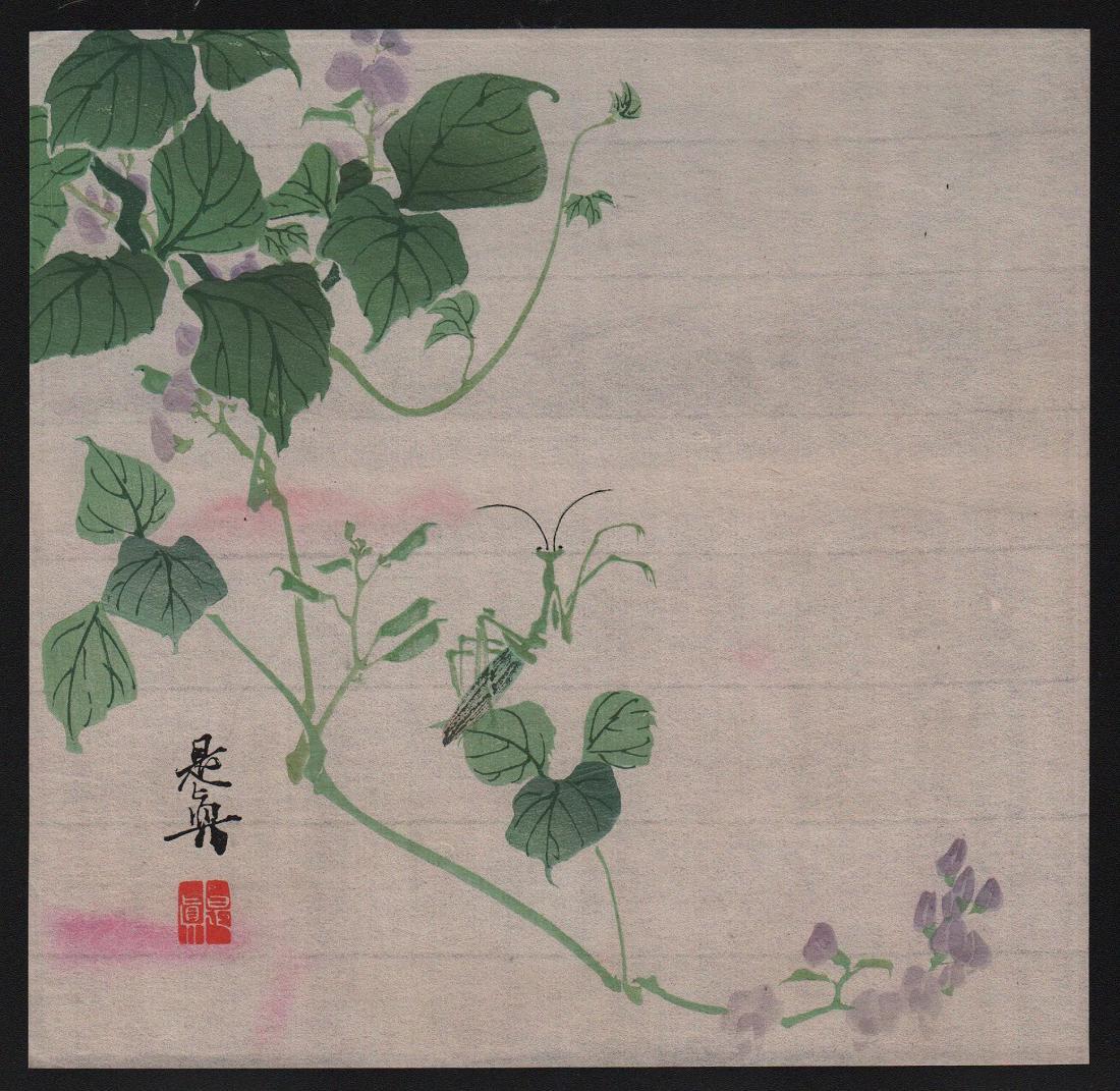 Shibata Zeshin Praying Mantis Japanese Woodblock Print (1 of 1)