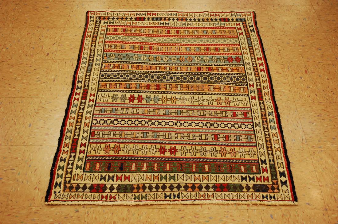 Vintage Colorful Caucasian Soumak Kilim Rug 3.4x4.7 (1 of 9)