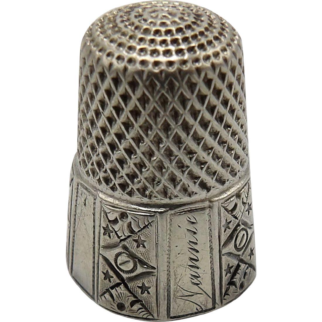 Antique Victorian Sterling Silver Thimble, 1880 (1 of 3)
