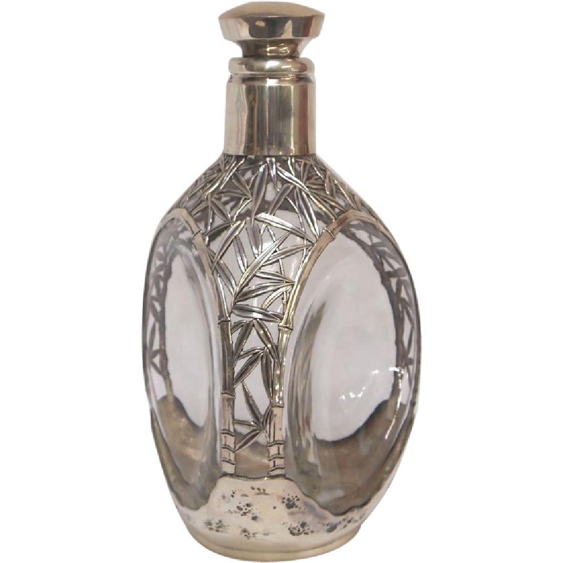 Vintage Chinese 970 Silver Glass Pinched Decanter (1 of 4)