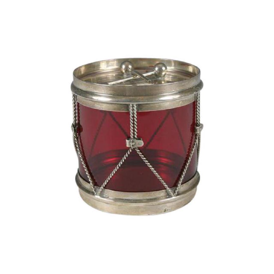 Mid-Century Blackinton Sterling Silver Ruby Glass Pot (1 of 1)