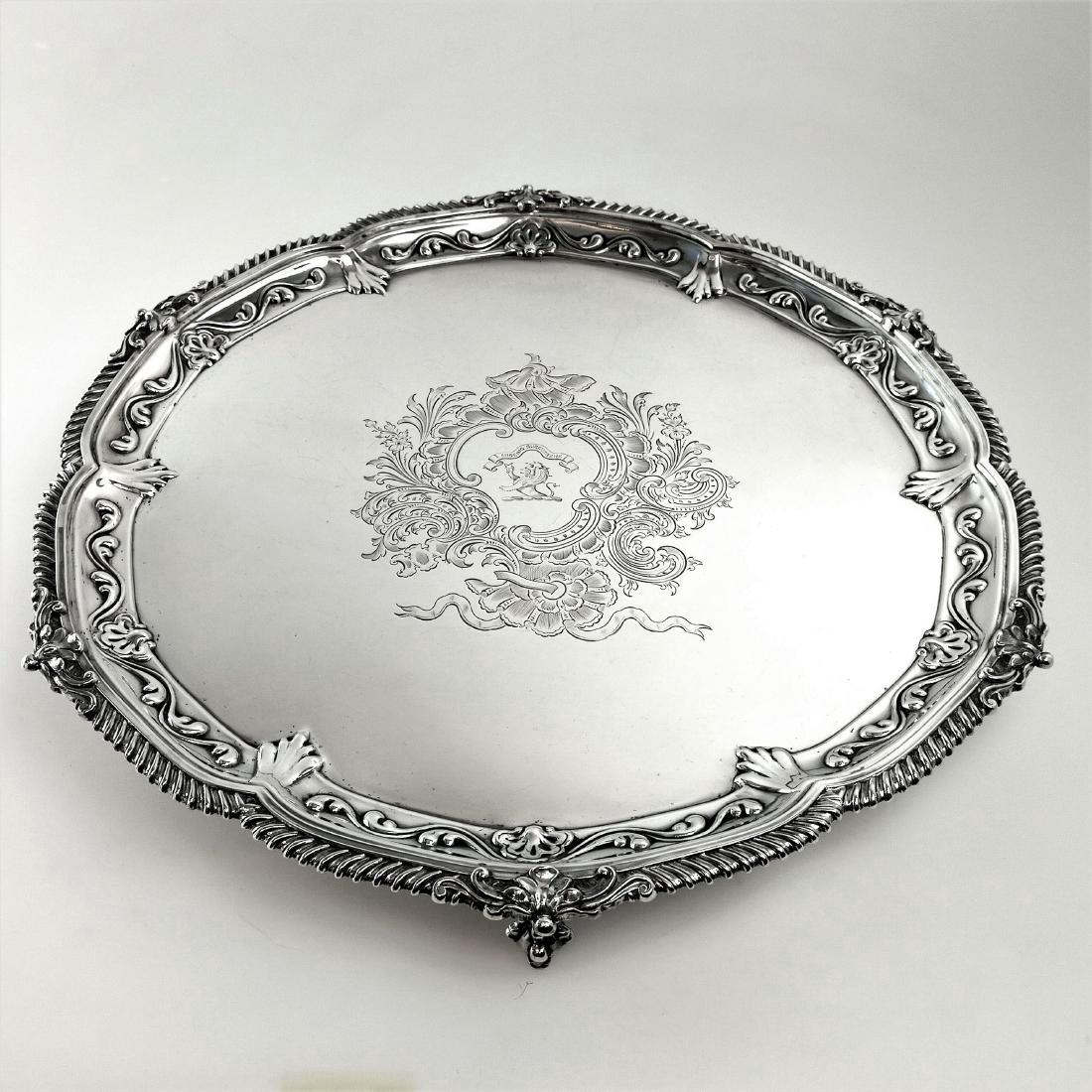 Antique Victorian 19" Sterling Silver Salver/Tray, 1897 (1 of 7)