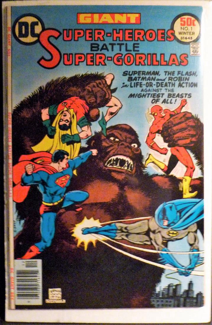 Super-Heroes Battle Super-Gorillas. Ernie Chan: Super-Heroes Battle Super-Gorillas. Ernie Chan/Cover Artist, Vince Colletta/Cover Artist, Otto Binder/Writer,. No.1. Dec.,1976. DC Giant. Kryptonian scientist is devolved into a gorilla by a defecti