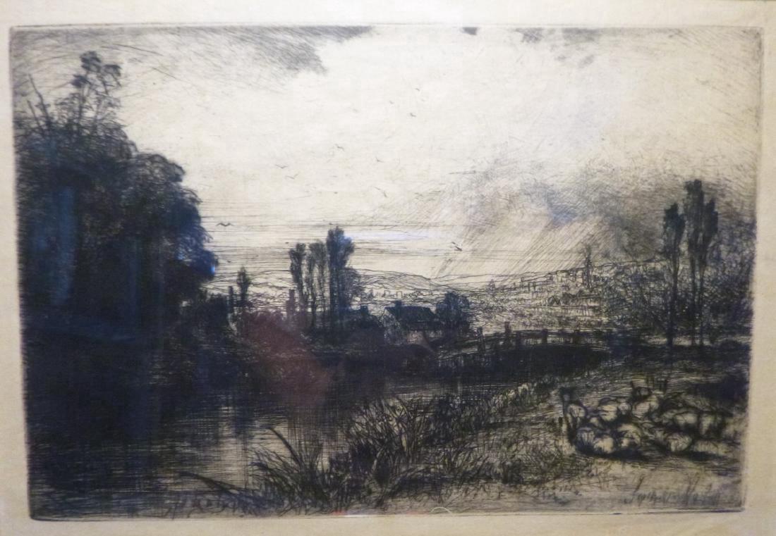 On The Test. Sir Seymour Haden Original etching (1 of 4)