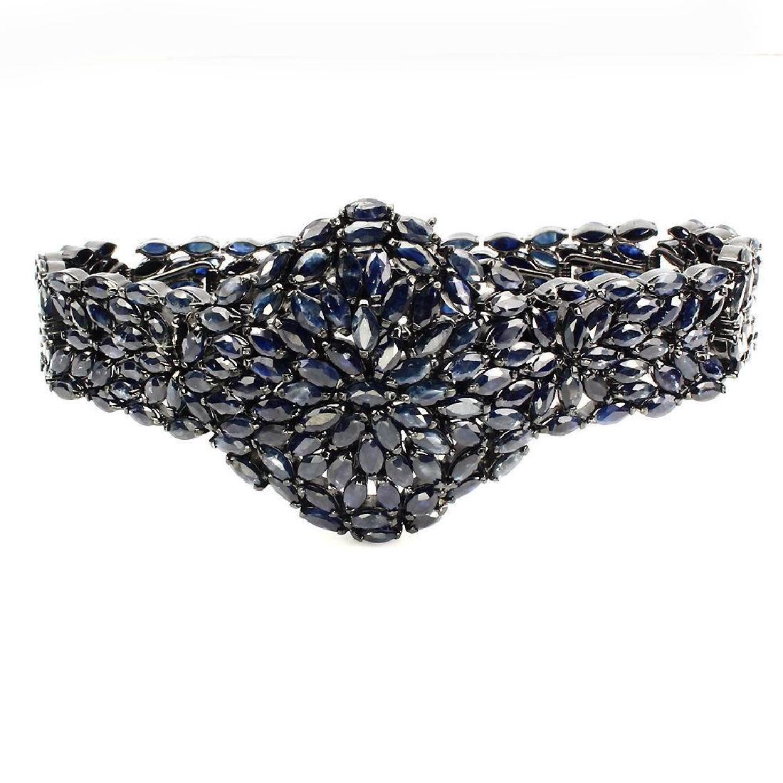 Platinum Sterling Silver AIG Sapphire Bracelet, 34.68ct (1 of 3)