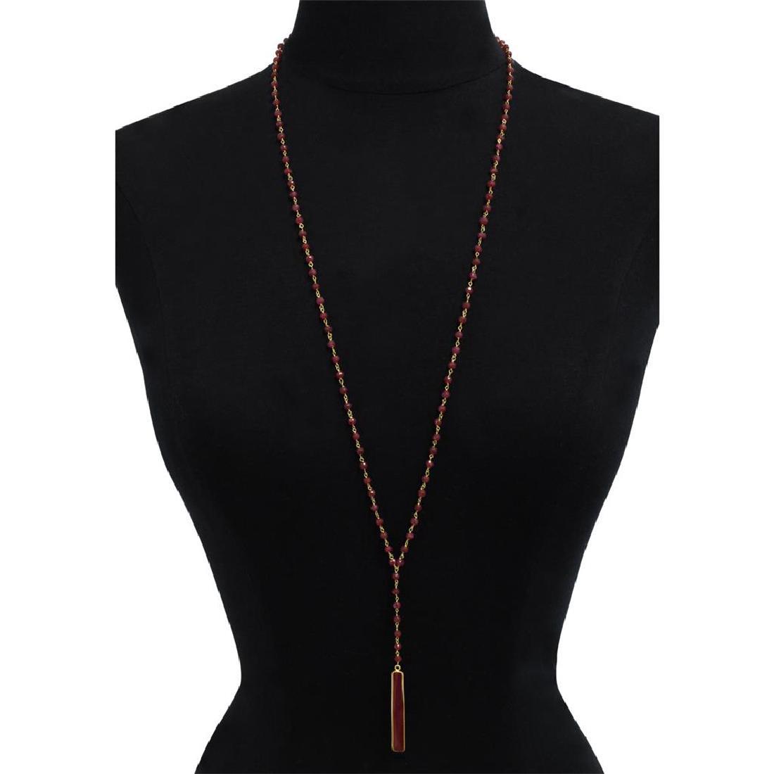 18K Gold Sterling Silver Ruby Necklace, 58ctw (1 of 2)