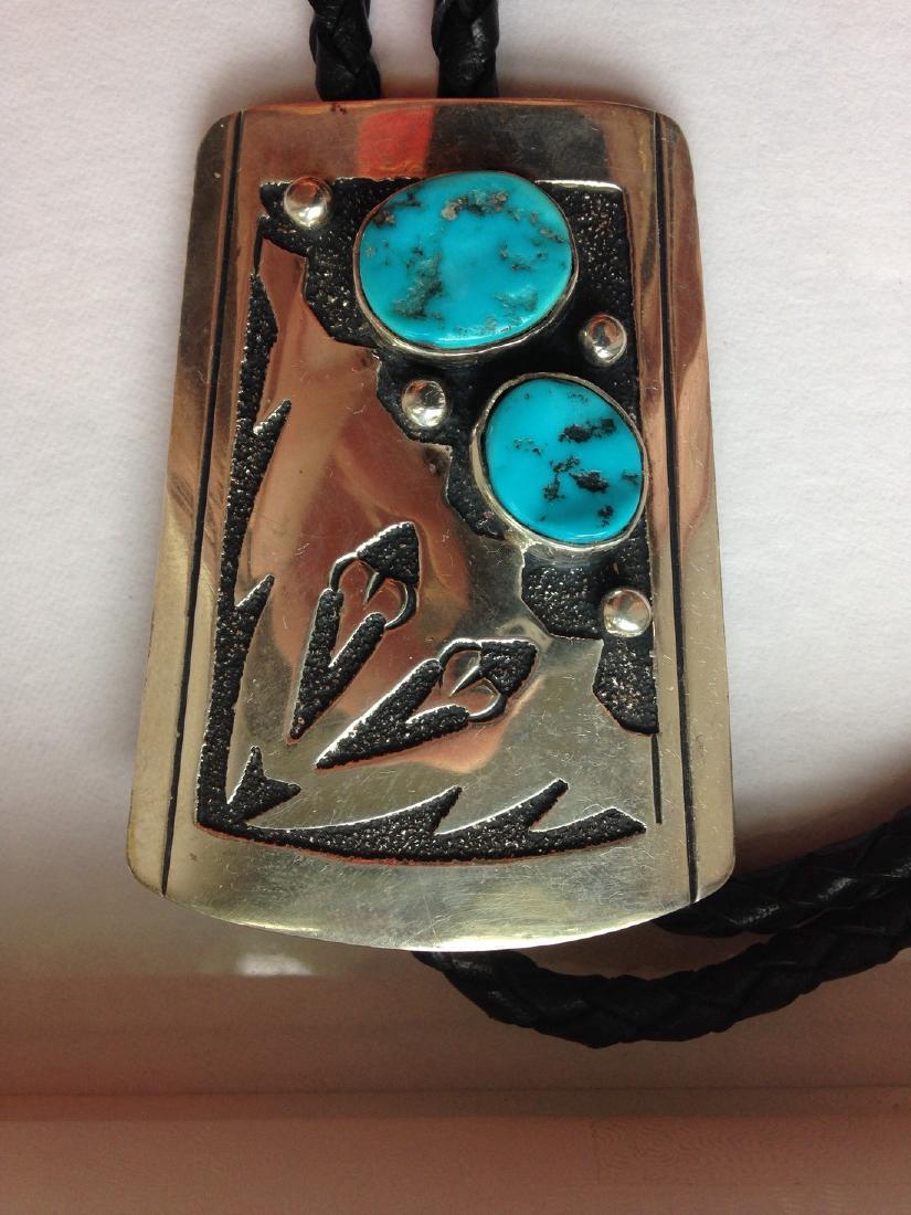 Thomas Singer Sterling Silver Turquoise Navajo Bolo Tie (1 of 5)