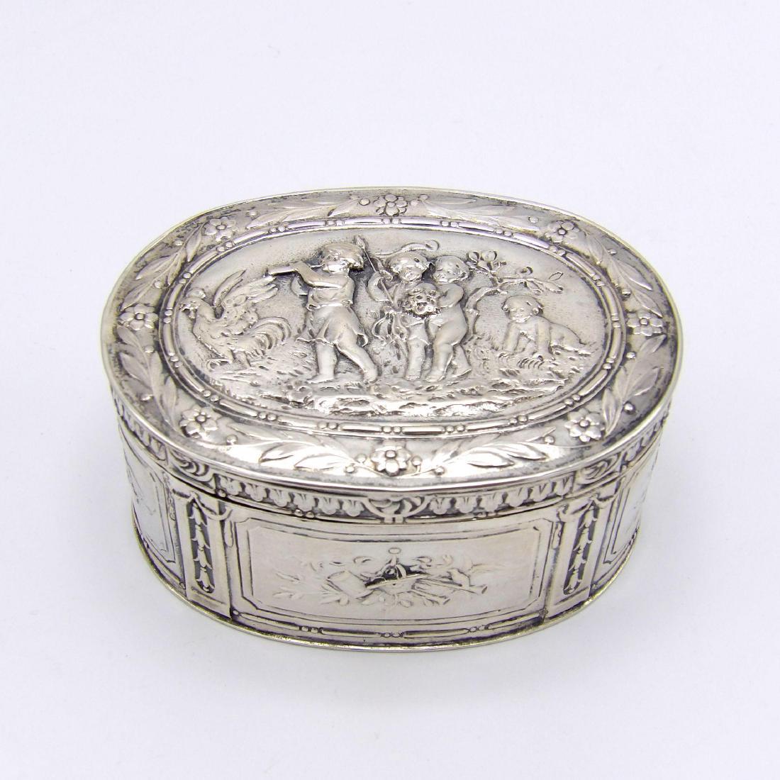 Antique Continental 830 Silver Oval Box, 1890 (1 of 8)
