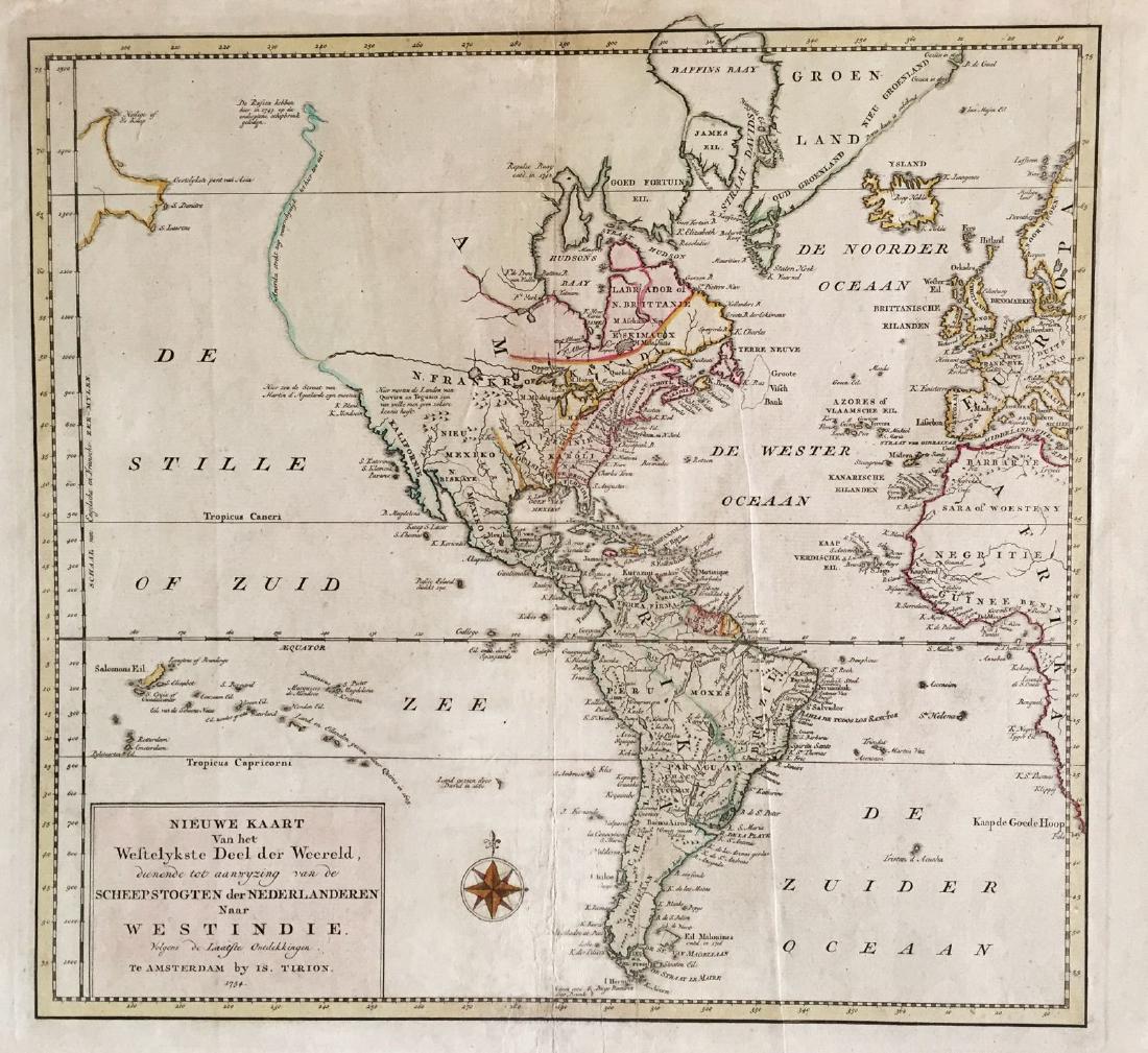 Tirion: Antique Map of the Western Hemisphere, 1754 (1 of 1)