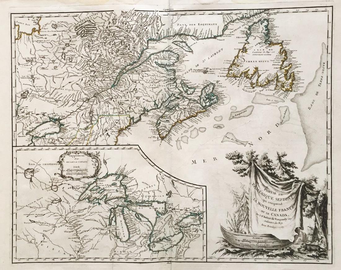 de Vaugondy: Antique Map of New France & Great Lakes (1 of 1)