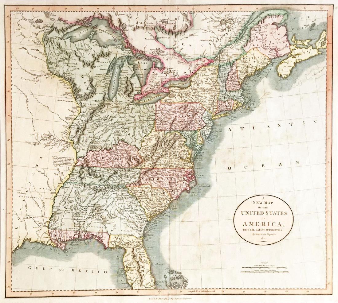 Cary: Antique Map of the United States in 1811