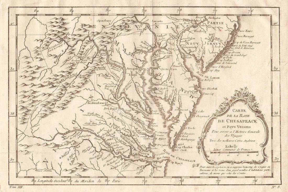 Bellin: Antique Map of Chesapeake Bay, 1757 (1 of 1)