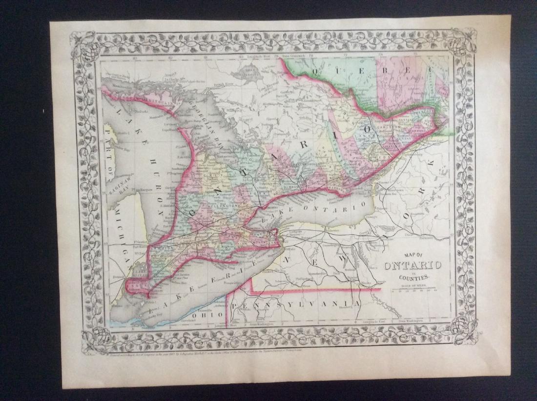 Mitchell: Antique Map of Ontario in Counties, 1869 (1 of 1)