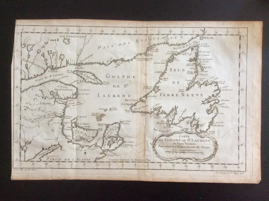 Bellin: Antique Map of Gulf of St Lawrence, 1750 (1 of 1)