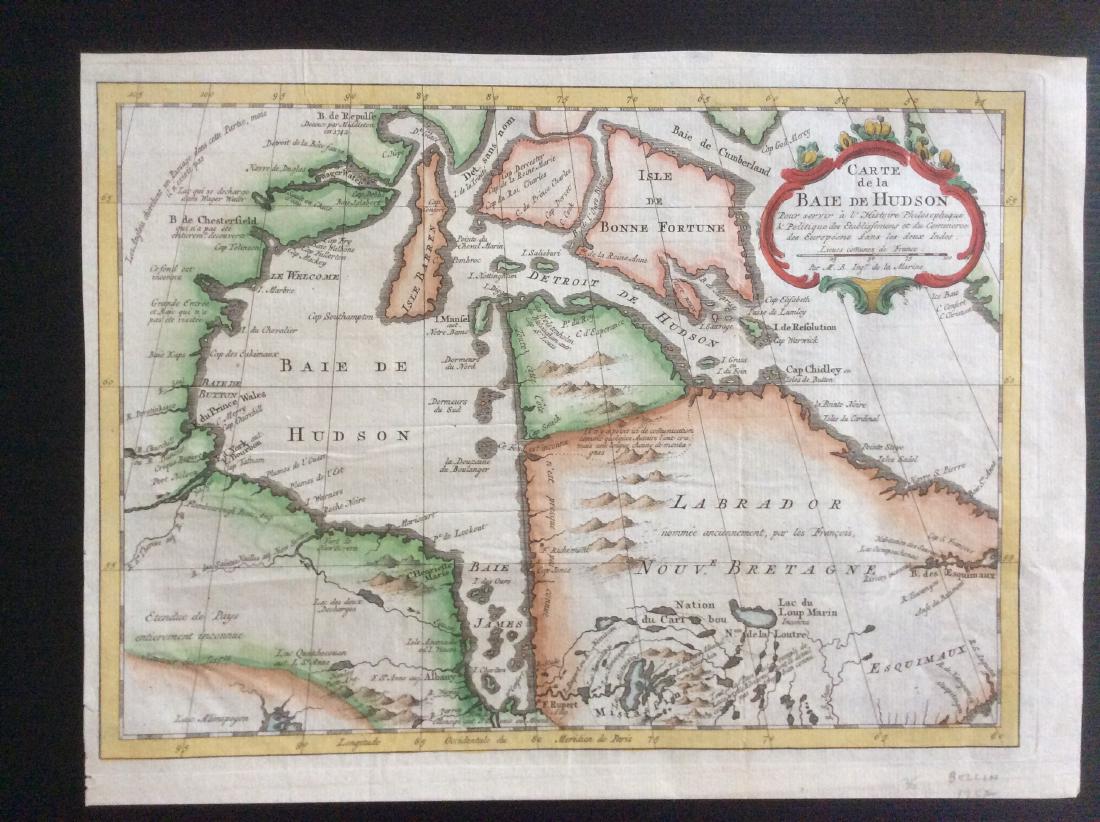 Bellin: Antique Map of Hudson Bay, 1770 (1 of 1)